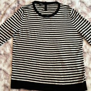 Talbots Black & White Striped Sweater with flared sleeves